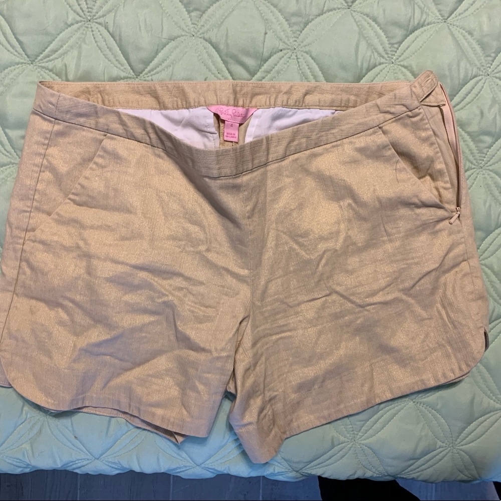 Gold shimmer metallic shorts Lilly Pulitzer